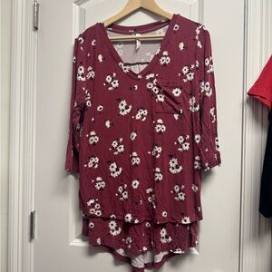 Umi Burgundy Floral Women's Top